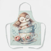Sleeping Owl in Stacked Floral Teacups Schort (Voorkant)