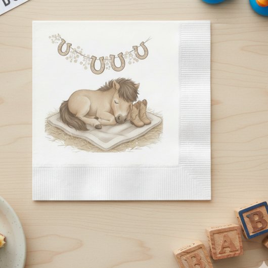 Sleeping Pony Western Baby Shower Napkin Servet
