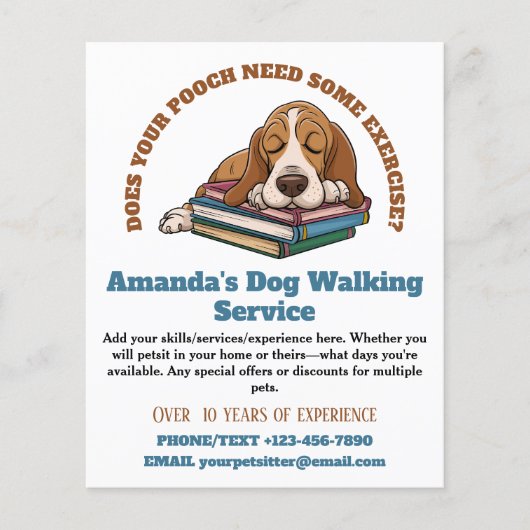 Sleeping Pooch Dog Walking Service Flyer (Voorkant)