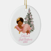 Sleeping Princess Baby Girl First Christmas  Keramisch Ornament (Rechts)