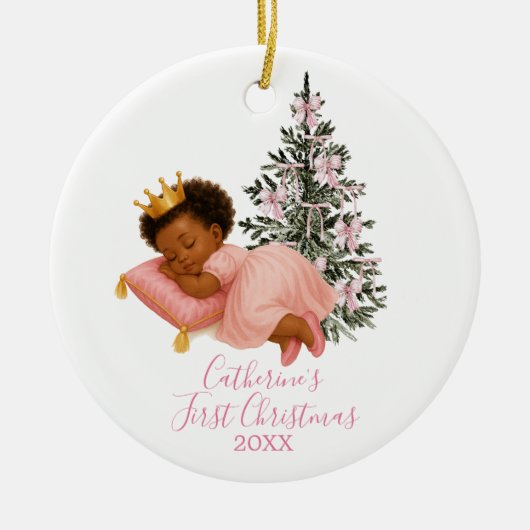 Sleeping Princess Baby Girl First Christmas  Keramisch Ornament (Voorkant)