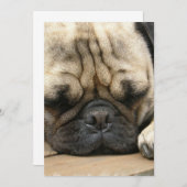 Sleeping Pug-uitnodiging Kaart (Voorkant / Achterkant)
