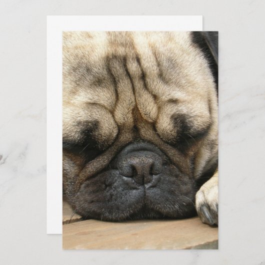Sleeping Pug-uitnodiging Kaart (Voorkant / Achterkant)
