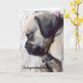 Sleeping Puppy Nieuw Puppy Wenskaart Kaart (Gele Bloem)