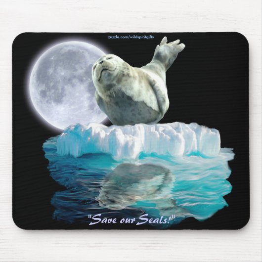 Sleeping Seal-Pup & Moon Wildlife Lover Mousepad Muismat (Voorkant)