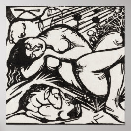 Sleeping Shepherdess Franz Marc Woodcut Poster