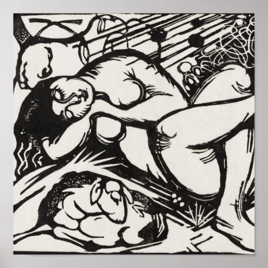 Sleeping Shepherdess Franz Marc Woodcut Poster (Voorkant)
