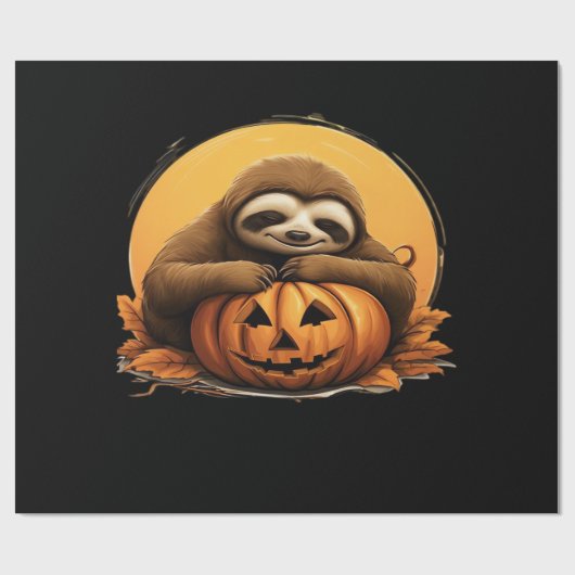 Sleeping Sloth and Halloween Pumpkin Classic T-Shi Cadeaupapier (Vlak)