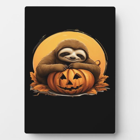 Sleeping Sloth en Halloween Pumpkin Classic T-Shi Fotoplaat (voorkant)