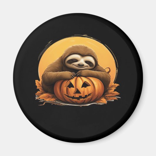 Sleeping Sloth en Halloween Pumpkin Classic T-Shi Magneet (Voorkant)