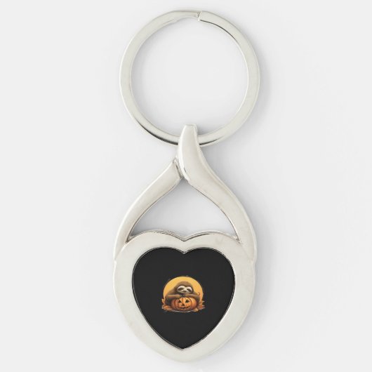 Sleeping Sloth en Halloween Pumpkin Classic T-Shi Sleutelhanger (Voorkant)