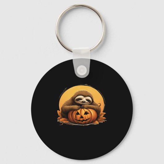 Sleeping Sloth en Halloween Pumpkin Classic T-Shi Sleutelhanger (Voorkant)