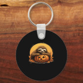 Sleeping Sloth en Halloween Pumpkin Classic T-Shi Sleutelhanger (Voorkant)