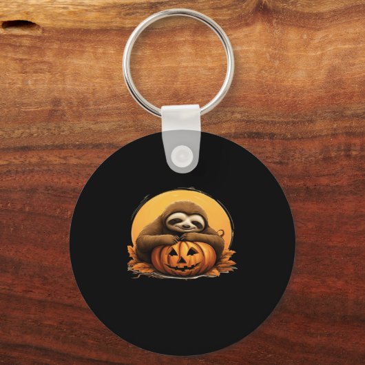 Sleeping Sloth en Halloween Pumpkin Classic T-Shi Sleutelhanger (Voorkant)