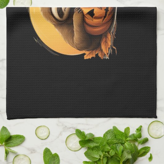 Sleeping Sloth en Halloween Pumpkin Classic T-Shi Theedoek (Gevouwen)