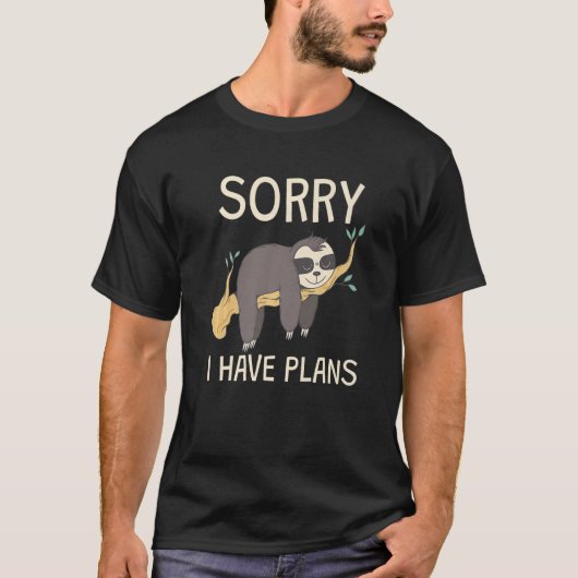 Sleeping Sloth I Have Plans T-shirt (Voorkant)