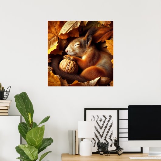 Sleeping Squirrel Poster (Thuiskantoor)