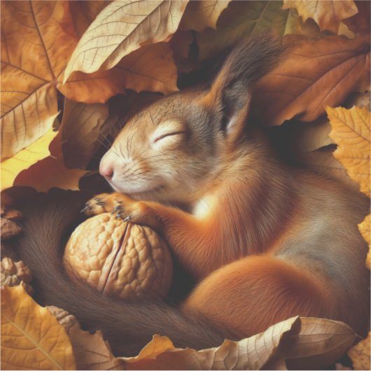 Sleeping Squirrel Vinyl Sticker (Voorkant)