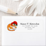 Sleeping Striped Sinaasappel Tabby Christmas Santa Etiket<br><div class="desc">Deze aanpasbare typografie en script retour adreslabel ontwerp is voorzien van een schattig slapen gestreepte oranje tabby kerstkat met Santa hat en hulst takje. U kunt de achtergrondkleur,  naam en adresspelling eenvoudig wijzigen; lettertypestijl,  -kleur en -grootte met de knop Zazzle Personaliseren.</div>
