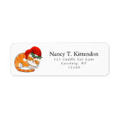 Sleeping Striped Sinaasappel Tabby Christmas Santa Etiket (Voorkant)