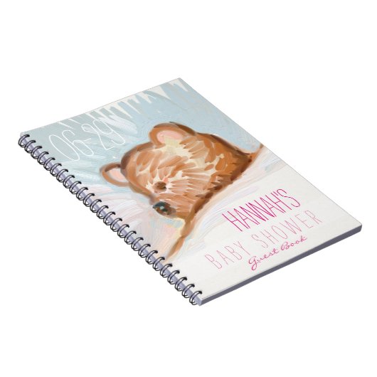 Sleeping Teddy Bear Baby shower Guest Book 2 Notitieboek (Rechterzijde)