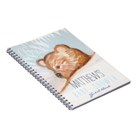 Sleeping Teddy Bear Baby shower Guest Book Notitieboek (Rechterzijde)