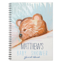 Sleeping Teddy Bear Baby shower Guest Book