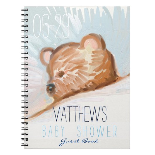 Sleeping Teddy Bear Baby shower Guest Book Notitieboek (Voorkant)