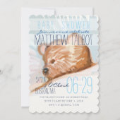 Sleeping Teddy Bear Baby shower Invitation 3 Kaart (Voorkant)