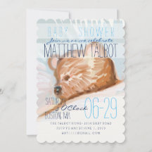 Sleeping Teddy Bear Baby shower Invitation 3
