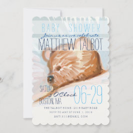Sleeping Teddy Bear Baby shower Invitation 3 Kaart