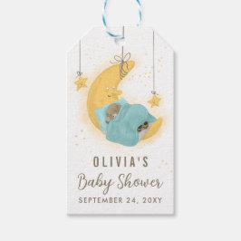 Sleeping Teddy Bear Boy Moon Baby shower Dank u Cadeaulabel