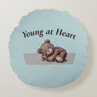 Sleeping Teddy Bear Round Pillow Rond Kussen
