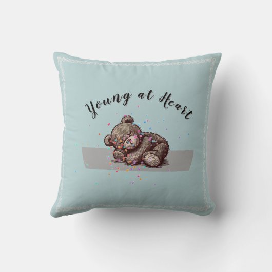 Sleeping Teddy Bear Throw Pillow Kussen (Achterkant)