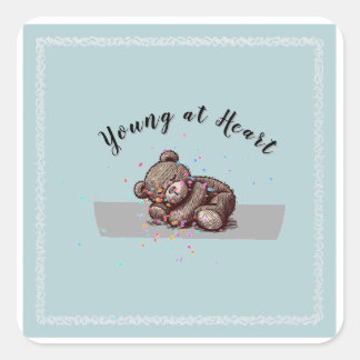 Sleeping Teddy Bear Vierkante Sticker