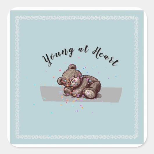 Sleeping Teddy Bear Vierkante Sticker (Voorkant)