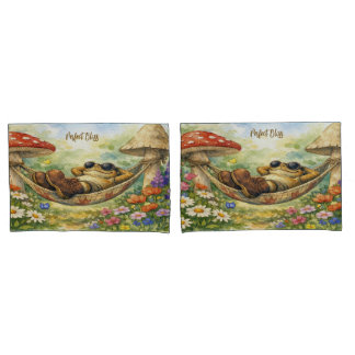 Sleeping Toad and Mushrooms Pillowcase Set  Kussensloop