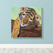 Sleeping van de tijgermantel canvas afdruk (Insitu (Houten vloer))