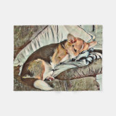 Sleeping Welsh Corgi op Couch Fleece Deken (Voorkant (Horizontaal))