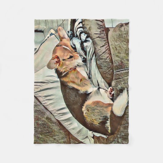 Sleeping Welsh Corgi op Couch Fleece Deken (Voorkant)