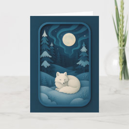 Sleeping White Fox Under Moonlight Card Kaart