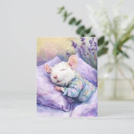 Sleeping White Mouse Briefkaart (Staand voorkant)