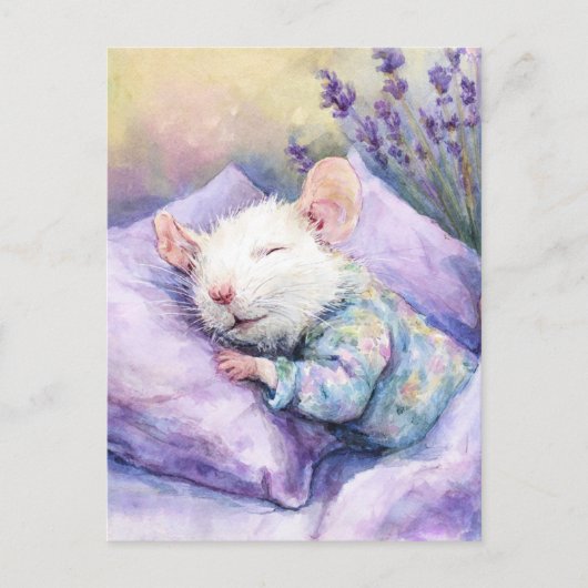 Sleeping White Mouse Briefkaart (Voorkant)