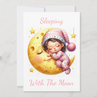 Sleeping with the Moon Girl's Baby Shower Kaart