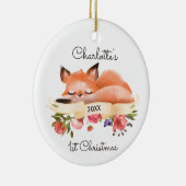 Sleeping Woodland Fox Aangepaste Baby's 1e mas Keramisch Ornament (Rechts)