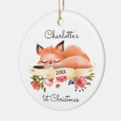 Sleeping Woodland Fox Aangepaste Baby's 1e mas Keramisch Ornament (Links)