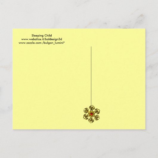 SLEEPKIND, GOUD GEEL BABY SHOWER MONOGRAM UITNODIGING BRIEFKAART (Achterkant)