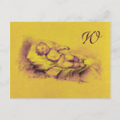 SLEEPKIND, GOUD GEEL BABY SHOWER MONOGRAM UITNODIGING BRIEFKAART (Voorkant)