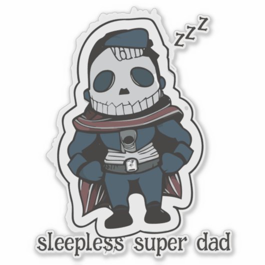 Sleepless Super Dad Sticker (Voorkant)