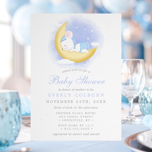 Sleepmuis op Waterverf Baby shower Kaart